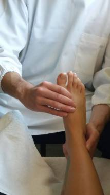 Durante a sessão de Reflexologia