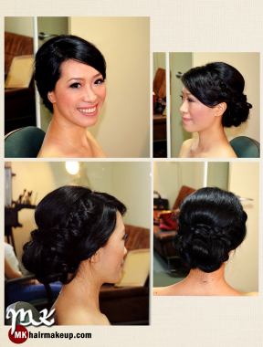 Low bun hairstyle with braid