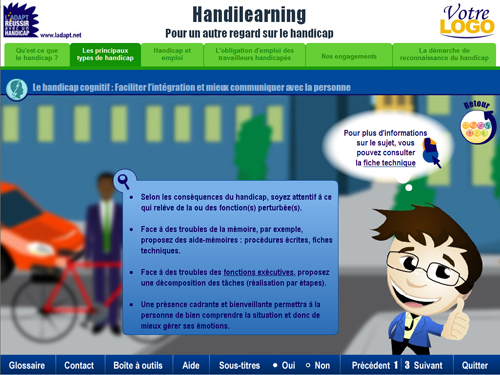 Interface pour projet elearning