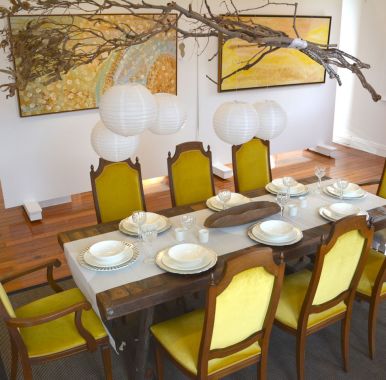 Dining room setup at Kate Owen art gallery at Roselle, Sydney.