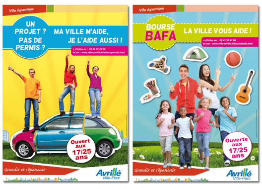 Affiches pour la ville d'Avrillé (49)
- Aide au permis de conduire
- Bourse pour le BAFA