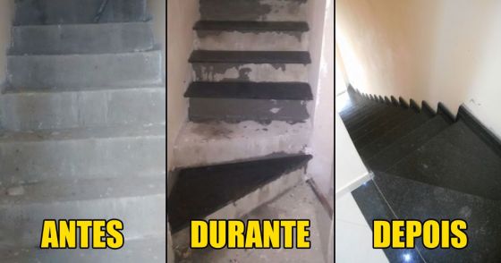 - Serviço de revestimento da escada em granito.