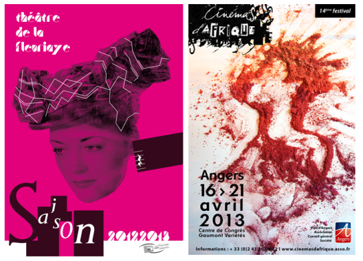 Projets d'affiche
- Théâtre de la Fleuryaie à Carquefou (44)
- Festival Cinéma d'Afrique à Angers (49)