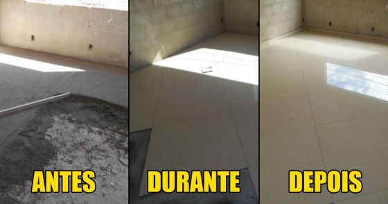 Execução de contra piso do quarto
- Assentamento de porcelanato do quarto