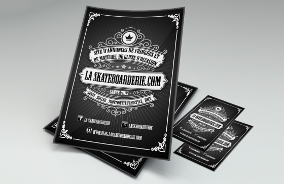 Création d’une affiche au format A3 et de sa déclinaison en flyer au format A5, pour le site web la skateboarderie.com