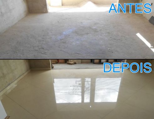- Execução de contra piso da sala
- Assentamento de porcelanato da sala