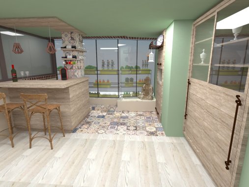 Criação de Área de Lazer Personalizada em espaço não utilizado do apartamento por ter um pilar no meio do caminho.