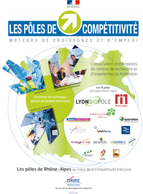 Plaquette et affiches sur les Pôles de compétitivité pour le Ministère de l'Economie et la DRIRE Rhône-Alpes.