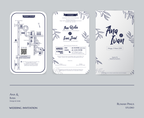 Permintaan desain 1 warna (design dan cetak)  undangan pernikahan Ana & Ivan yang sesuai dengan budget klien.