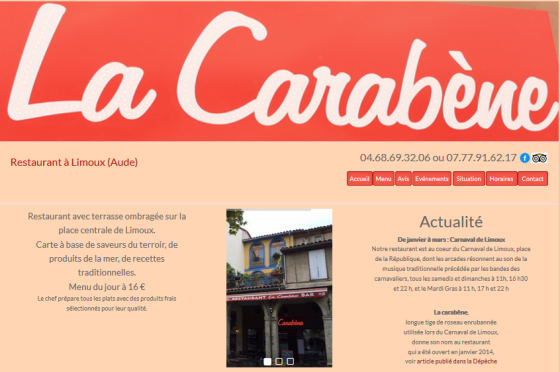 Site d'un restaurant
www.lacarabene.fr