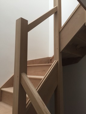 Oak stairs with glass panels