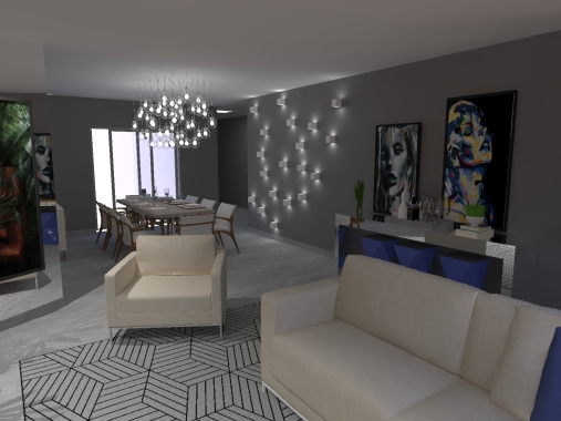 Sala com um toque de cor.