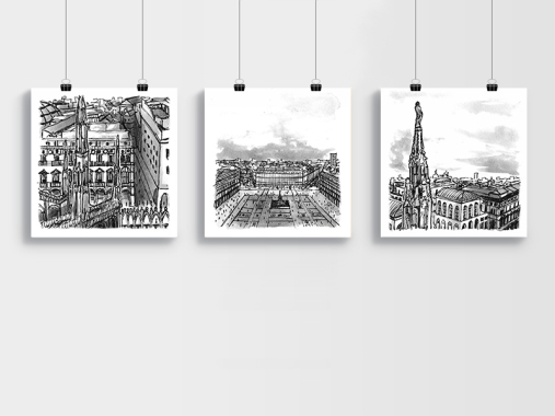 Urban sketch -le guglie del Duomo di Milano 