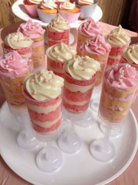 Desserts cakes in individual shooters 