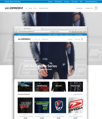 Site marchand pour l'entreprise d'équipement sportif DromPaintball