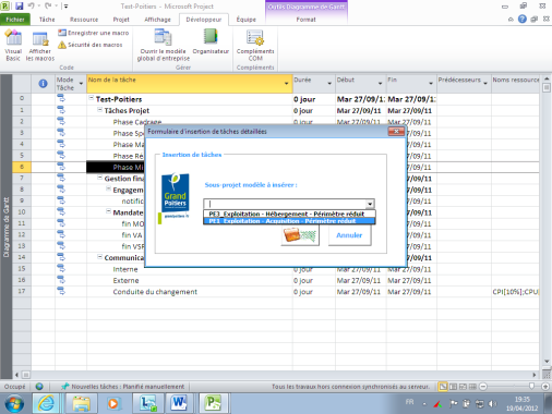 Application VBA - Project Pro d'insertion de sous-modèles