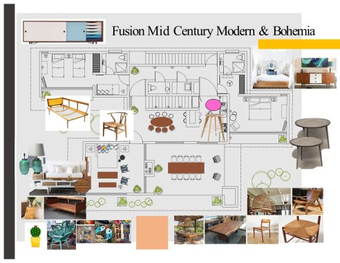 Fushion estilo Mid Century Modern and Bohemio Caribeño 