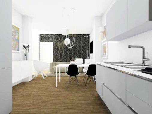 _Vista zona cucina/living _preliminarediprogetto
