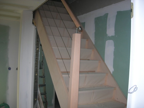 Escalier en hêtre avec cables inox