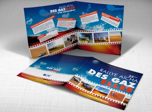 Nous avons eu plaisir à créer une brochure pour une équipe du Rallye des Gazelle ! Cette brichure avait pour but de trouver des sponsors