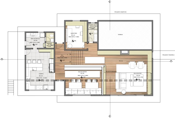 Layout Sala estar e jantar + cozinha Mauá
