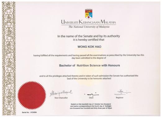 Bachelor Degree in Nutrition Science (Honour)