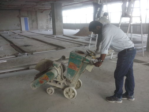Concrete diamond saw cutting contractors work