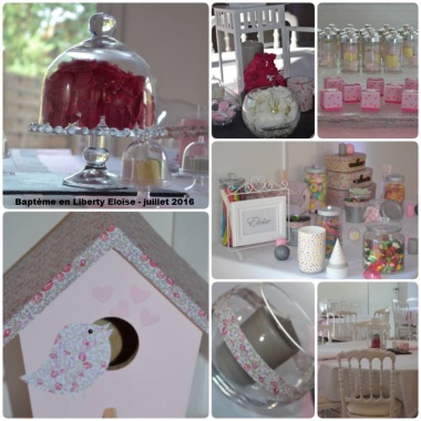 Essentiel - baptême - fille - Liberty - rose