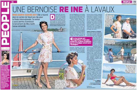 Miss Earth Suisse 2017 dans le Matin