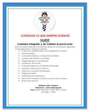 Flyer con información respecto a servicios ofrecidos