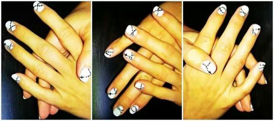 Pose de vernis semi permanent avec deco sur le thème chapelet .