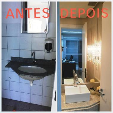Antes e depois - banheiro de escrit