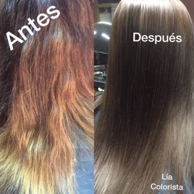 cambio de color , efecto de coloración para dar a su cabello un aspecto sano y renovado.