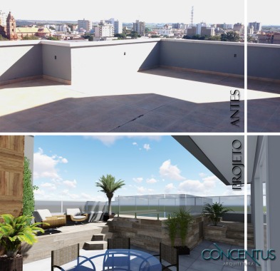 Antes e depois de terraço