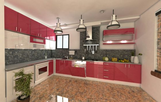 Modular Kitchen 3D View