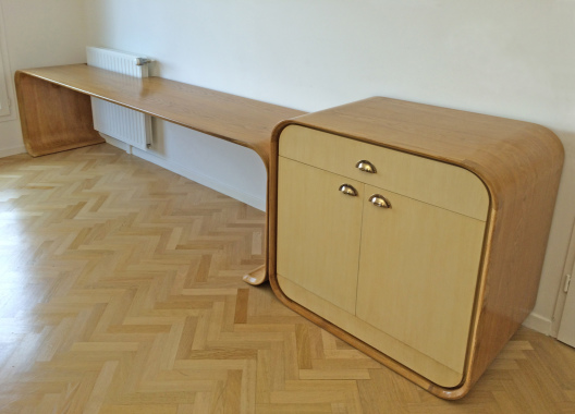 Bureau et commode plaqués chêne