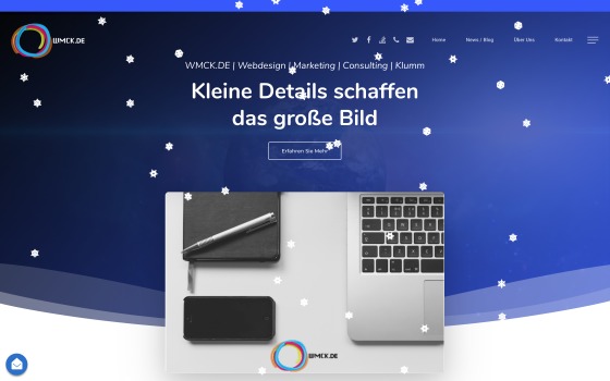 Unsere Webseite mit Schnee-Effekt