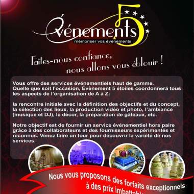 Evenements Cinq Etoiles.Inc