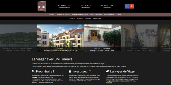 BM Finance : Site immobilier avec CRM