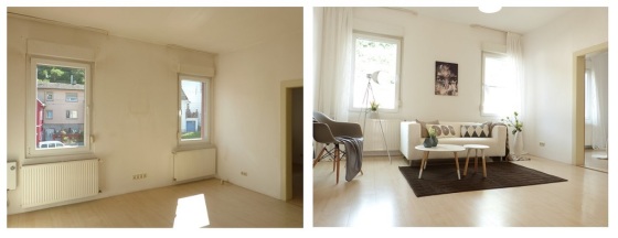 Vorher-Nachher-Bilder einer geerbten Immobilie für den Verkauf.