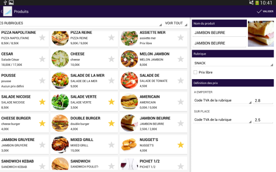 copie d'écran de l'interface de gestion des produits