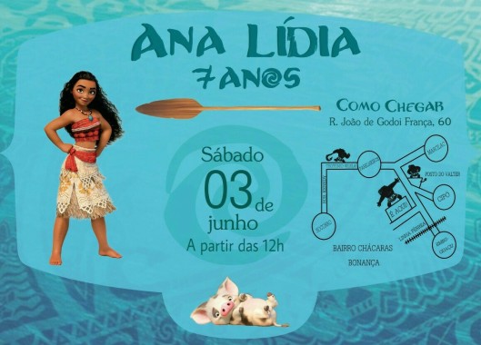Design de Convite Infantil - tema: Moana