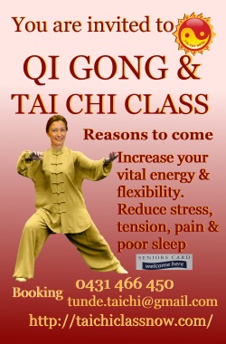 Come and experience with us how simple and enjoyable Tai Chi and Health Qigong can be! Feel the benefits in your everyday health and well-being by feeling energized and relaxed. Wear loose comfortable clothes and flat shoes suitable for exercise