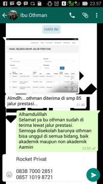 Berhasil masuk SMPN 85 jalur prestasi