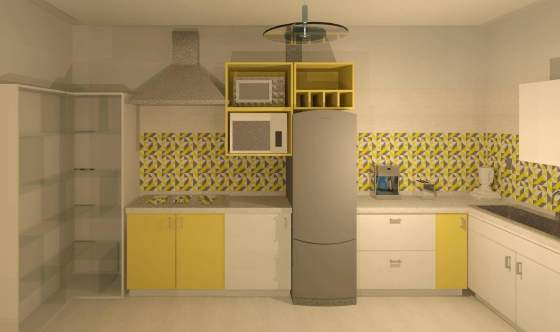Projeto de interiores de uma cozinha moderna