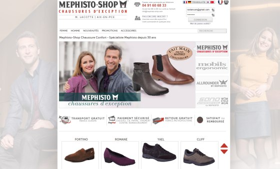 Création d'un site e-commerce de vente de chaussure pour un grand groupe. www.mephisto-shop.com