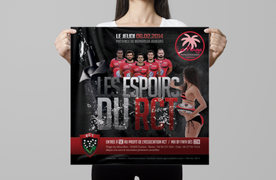 Création flyer soirée "Les espoirs du RCT" pour le bar/restaurant La Plage