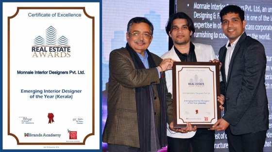 Real Estate Awards for 'Emerging Interior Designer in Kerala (2013)'.
