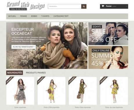 Boutique "exemple" d'articles de mode - Architecture de dernière génération : http://www.action-web.fr/presta163/fr/