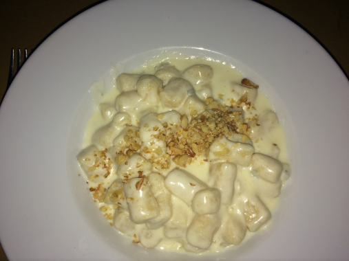 Gnocchi with Parmesan Fuondue and hazelnuts